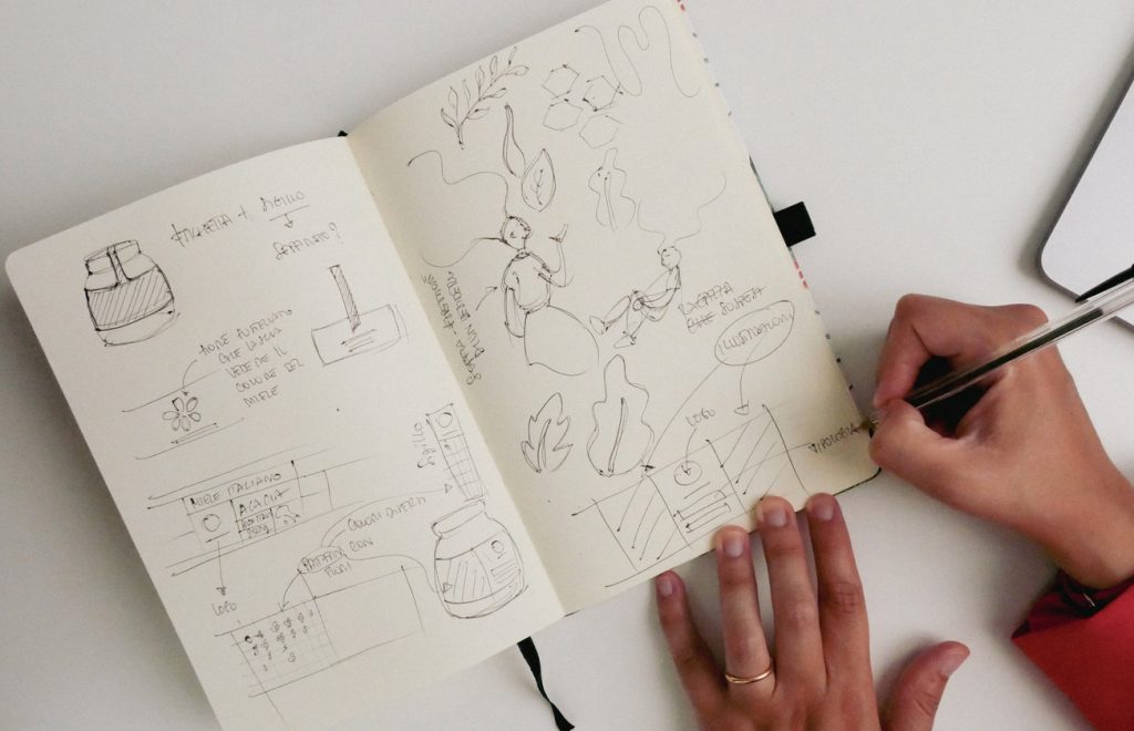 Sketch del Restyling packaging apicoltura Bianco
