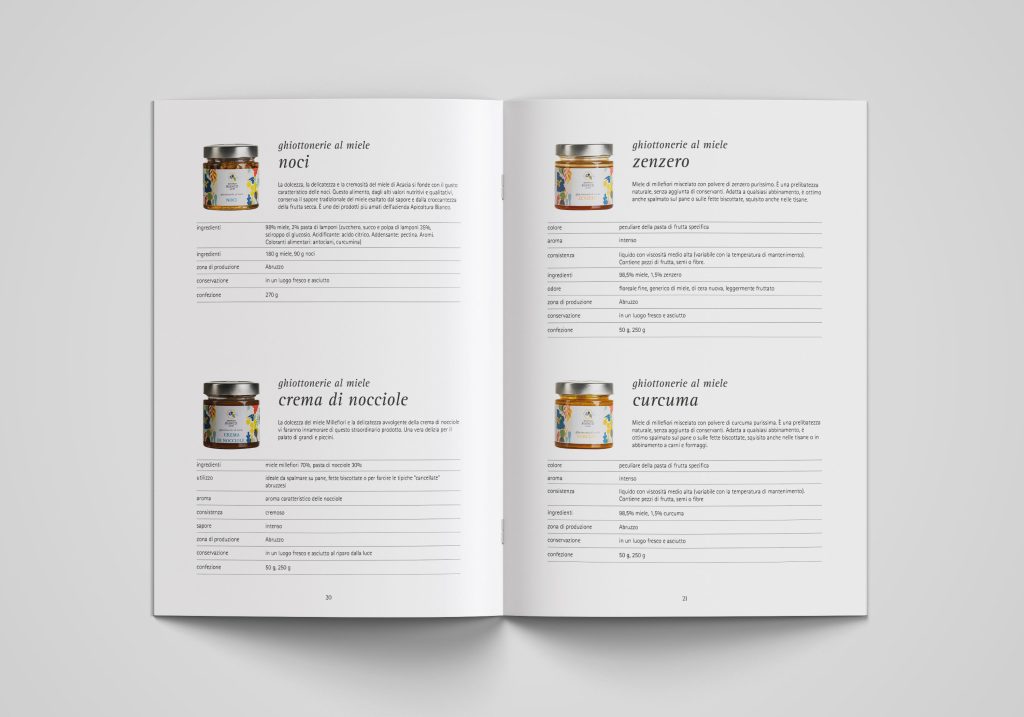 restyling brand identity, catalogo prodotti apicoltura
