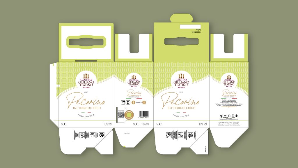 Restyling packaging bag in box, vino pecorino
