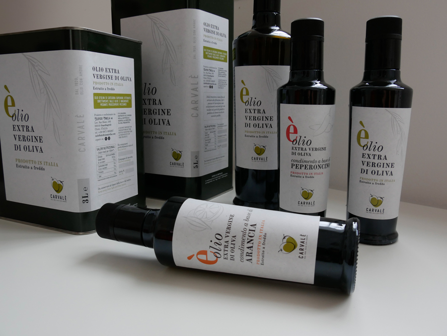 packaging design per olio Carvalè