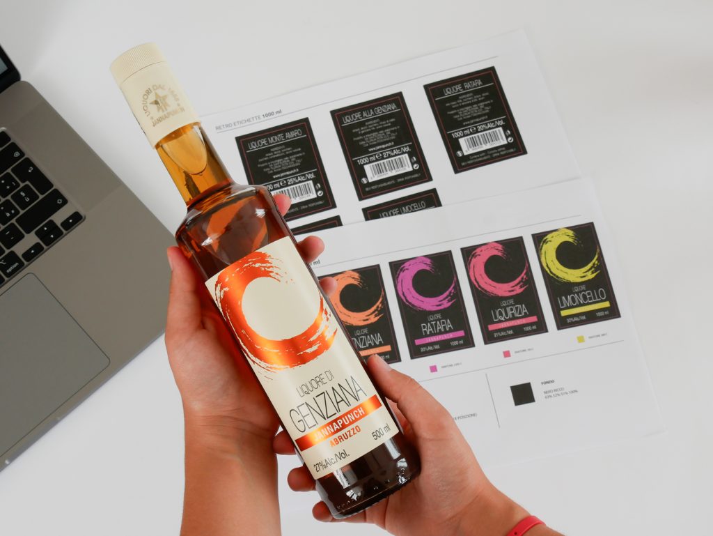 Packaging design liquori abruzzesi Jannapunch - genziana